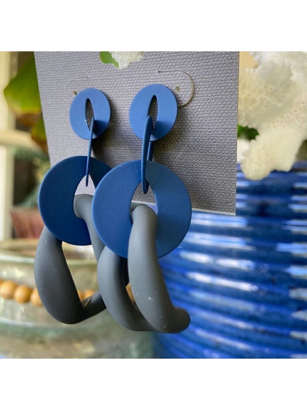 Blue/Grey Link Dangle Daisy Fuentes Fashion Earrings $16ea / 3 for $25